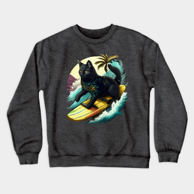 Maui Mochi surfs! Crewneck Sweatshirt by Kona Cat Creationz